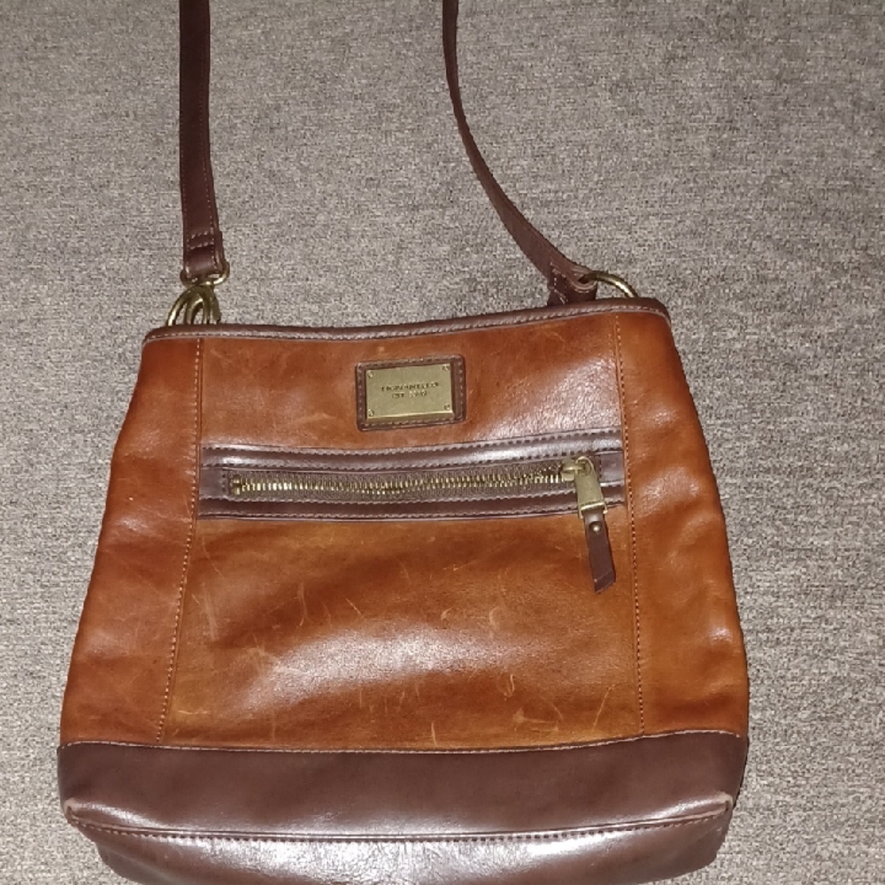 Two-Tone Leather Crossbody Bag